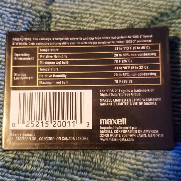 NEW Lot of 2 Maxell‎ HS-4/120S 4mm 120M DDS-2 Data Tape 4GB 8GB Digital Storage - Picture 3 of 4